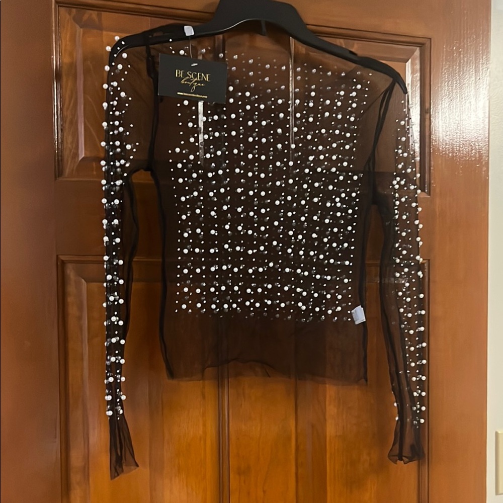 Be Scene Weaver Black Silver Embellished Blouse